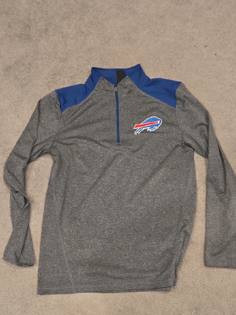 Buffalo Bills, NFL Grey and Royal Blue 1/4 Zip Pullover Unisex